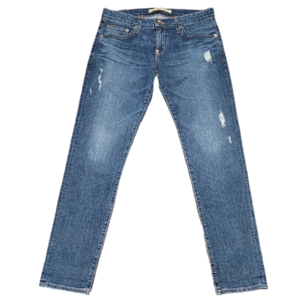 Big Star Billie Boyfriend Jeans Distressed Blue Slim Denim Buckle Womens Size 25